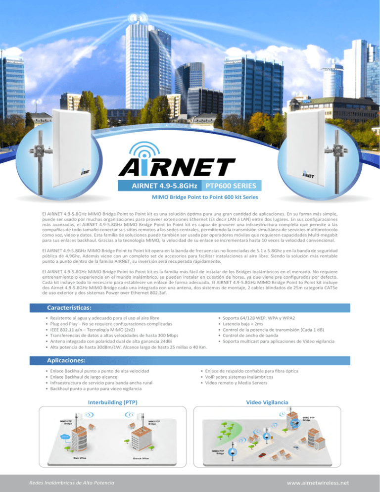 AIRNET 4.9-5.8GHz PTP600 SERIES