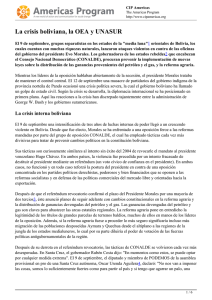 La crisis boliviana, la OEA y UNASUR