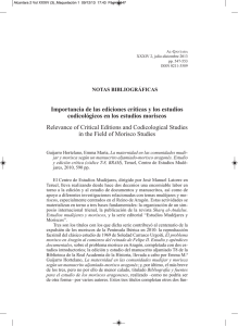 Importancia de las ediciones críticas y los estudios codicológicos en