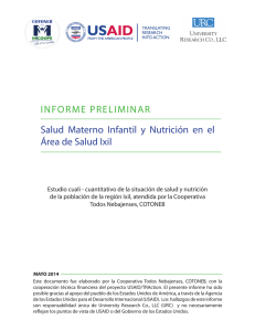 Salud Materno Infantil y Nutrición en el Área de