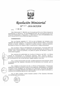 Resolución Ministerial N° 105-2016-MINAM