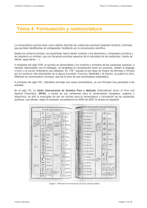 La nomenclatura química tiene como objetivo describir las