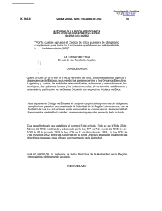 Artículo 22 de la Resolución de la Junta Directiva No. 078