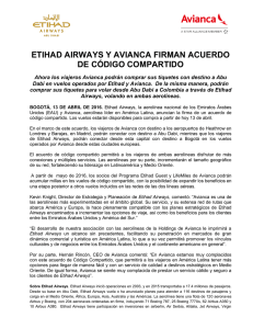 etihad airways y avianca firman acuerdo de código compartido