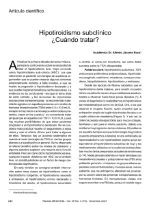 Hipotiroidismo subclínico ¿Cuándo tratar?
