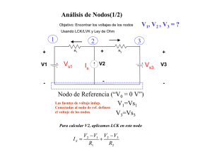 V V I Análisis de Nodos(1/2) 1 2 3 V =Vs V =Vs Nodo de Referencia