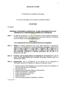 Decreto No. 33-2004 El Presidente de la República de Nicaragua