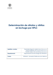 Determinación de nitratos y nitritos en lechuga por HPLC