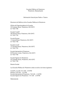 Escuelas Públicas de Watertown Watertown, Massachusetts