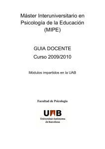 Máster Interuniversitario en Psicología de la Educación (MIPE)