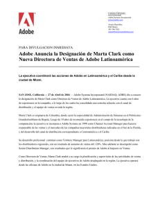 Adobe Anuncia la Designación de Marta Clark como Nueva