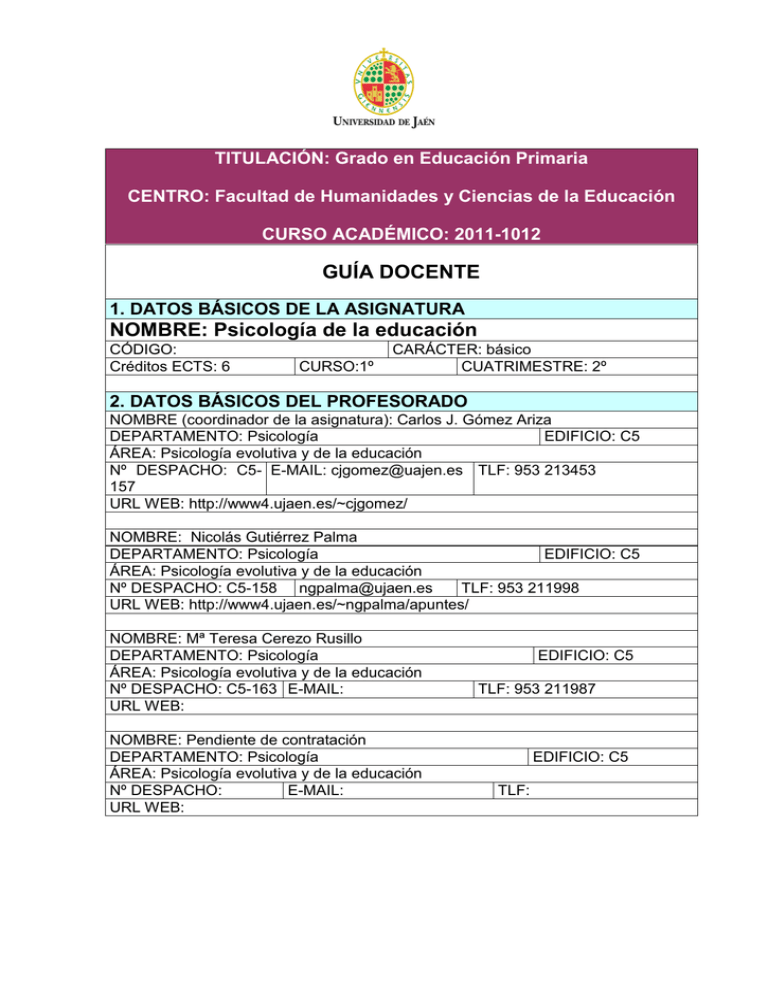 Psicolog a De La Educaci n