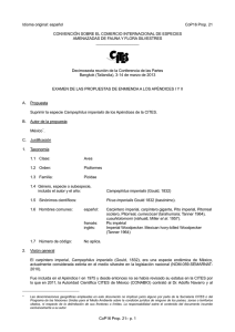 Propuesta de enmienda del Apéndice I o II para la CoP16 de la CITES