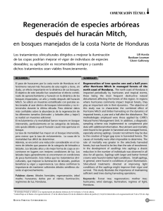 Regeneración de especies arbóreas después del huracán Mitch,