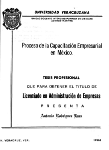 Proceso de la Capacitación Empresarial en México. Licenciado en