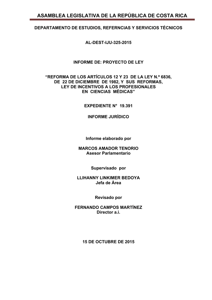 ASAMBLEA LEGISLATIVA DE LA REPÚBLICA DE COSTA RICA