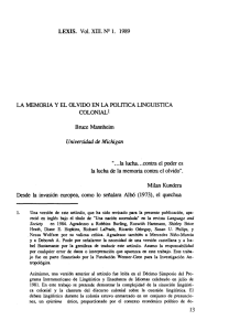 LEXIS. Vol. XIII. NQ l. 1989 LA :MEMORIA Y EL
