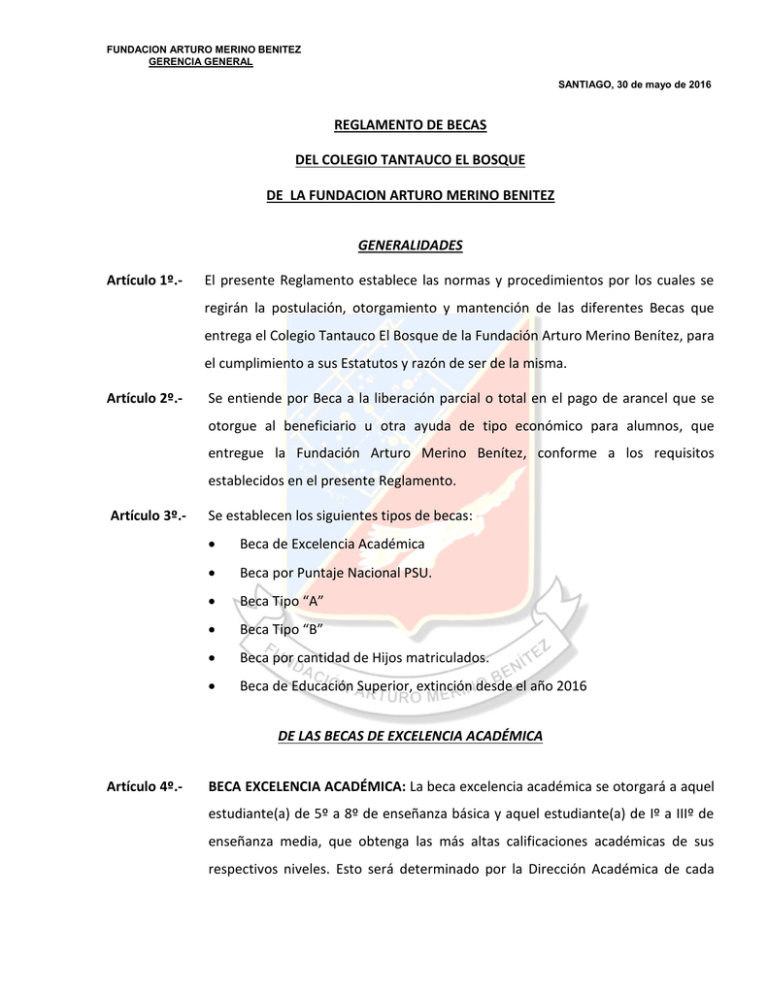 Reglamento De Becas - Colegio Tantauco El Bosque