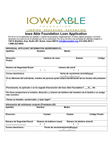 Iowa Able Foundation Loan Application