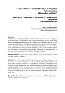 South-South Cooperation in the context of Latin American
