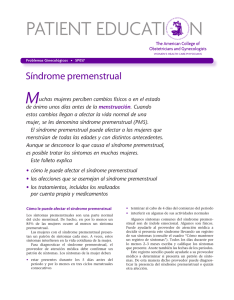 Patient Education Pamphlet, SP057, Síndrome premenstrual
