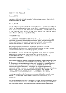 RIESGOS DEL TRABAJO Decreto 658/96 Apruébase el Listado de