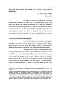 Algunas cuestiones actuales de derecho eclesiástico argentino
