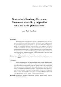 Desterritorialización y literatura. Literaturas de exilio y