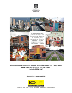 Informe Plan de Desarrollo Bogotá Sin Indiferencia