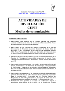 Curriculum CUPIF - Asociación CUPIF
