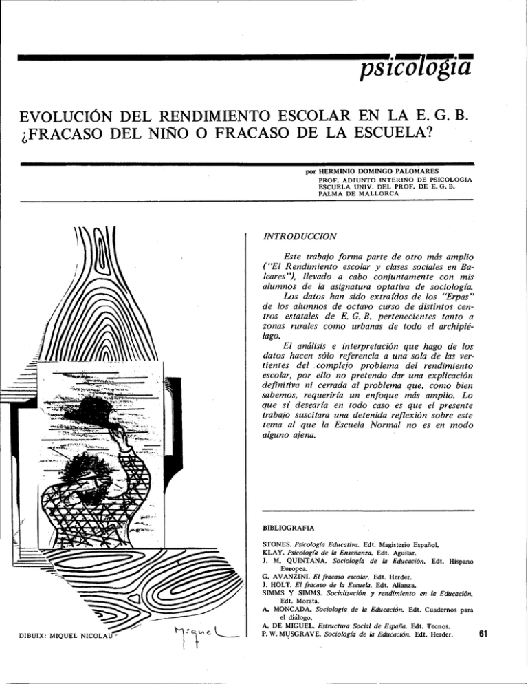 EVOLUCI~N DEL RENDIMIENTO ESCOLAR EN LA EGB I