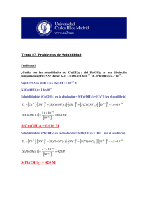 Tema 17. Problemas de Solubilidad S(Cu(OH)2) = 0.016 MS