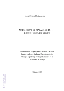 ORDENANZAS DE MÁLAGA DE 1611. EDICIÓN Y ESTUDIO LÉXICO