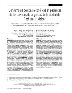 Consumo de bebidas alcohólicas en pacientes de los servicios de