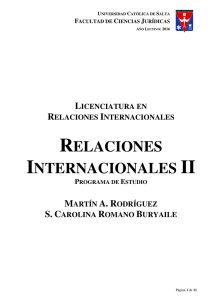 relaciones internacionales ii - Universidad Católica de Salta