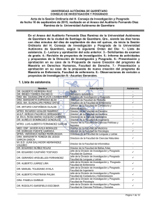 1. Lista de asistencia. - Universidad Autónoma de Querétaro