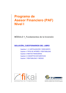 Programa de Asesor Financiero (PAF) Nivel I