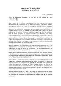 Resolución Nº 1021/11 - Gendarmeria Nacional Argentina