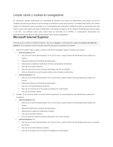 Limpiar caché y cookies en navegadores Microsoft Internet Explorer