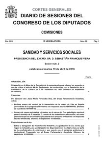 Diario de Sesiones de la Comisión de Sanidad y Servicios Sociales