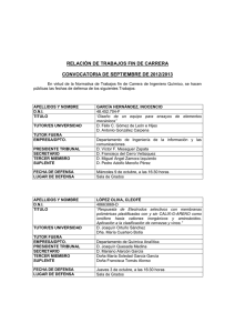 Calendario defensa Trabajos Fin de Carrera. Septiembre 2013