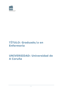 Memoria Titulo de Grado en Enfermería de la UDC, aprobado por la