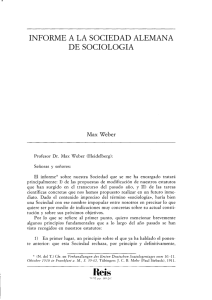 Informe a la Sociedad Alemana de Sociología. Weber, Max (REIS Nº