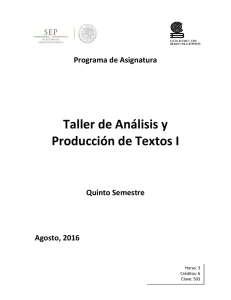Taller de Análisis y Producción de Textos I