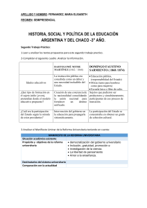 GUIA DEL SEGUNDO TRABAJO -HISTORIA, SOCIAL Y POLITICA DE LA EDUCACION ARGENTINA Y CHAQUEÑA.