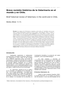 BREVE REVISIÓN HISTÓRICA DE LA VETERINARIA EN EL MUNDO Y EN CHILE