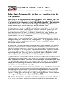 OMCT - urgent-interventions Cuba: Preocupación frente a los recientes actos de hostigamiento