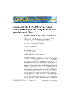 Association of a CYP4A11 polymorphism and hypertension in the Mongolian and Han populations of China
