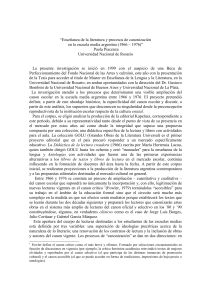 Ensenanza de la literatura y procesos de  de canonización  en la escuela media argentina (1966 – 1976)”  Paola Piacenza