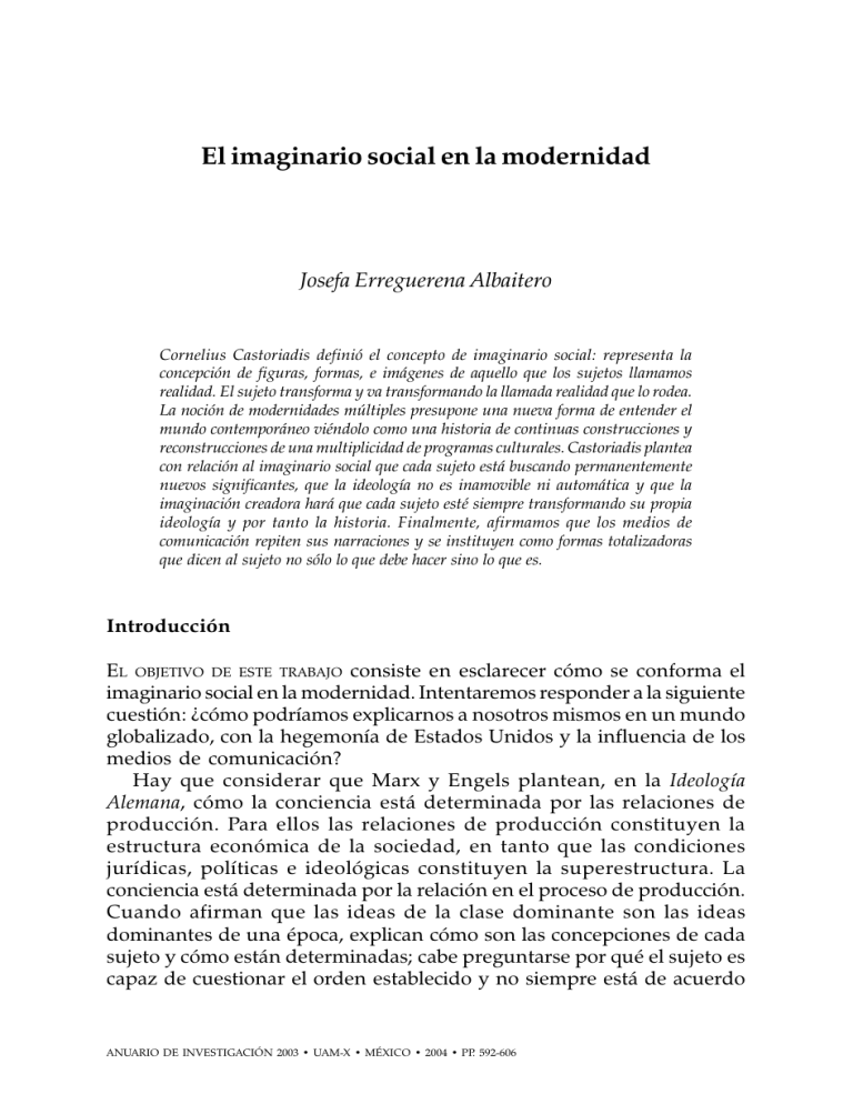 El Imaginario Social en La Modernidad